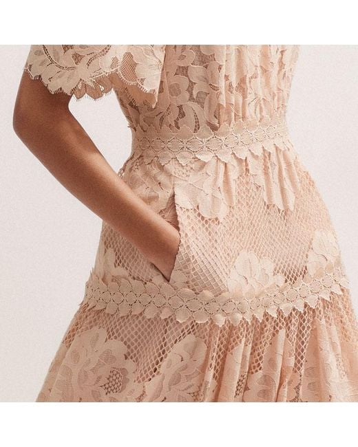 ME+EM Natural Graphic Floral Lace Maxi Dress