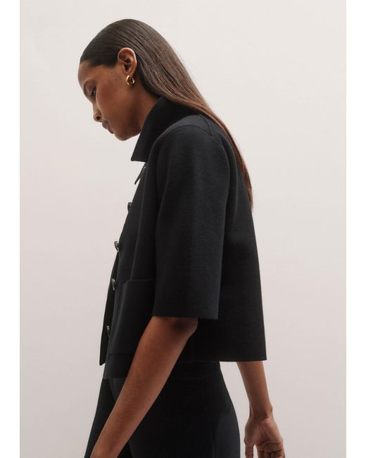 ME+EM Black Milano Knit Short Sleeve Jacket