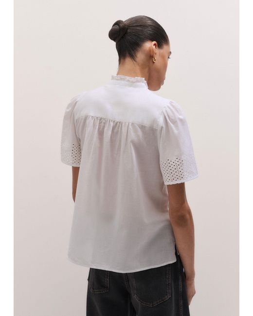 ME+EM White Broderie Anglaise Panneled Blouse
