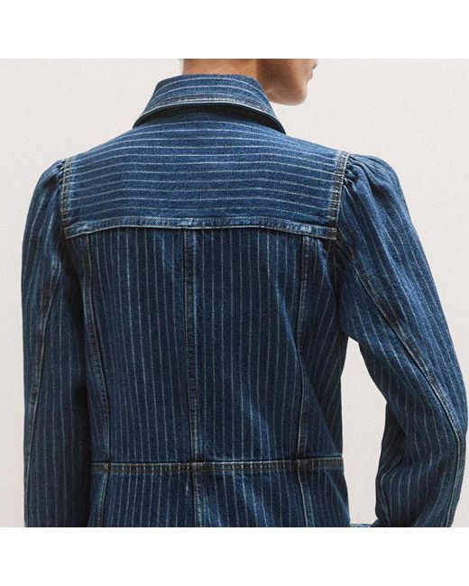 ME+EM Blue Stripe Denim Mini Dress With Zip Front