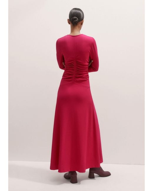 ME+EM Pink Textured Ruched Front Maxi Dress