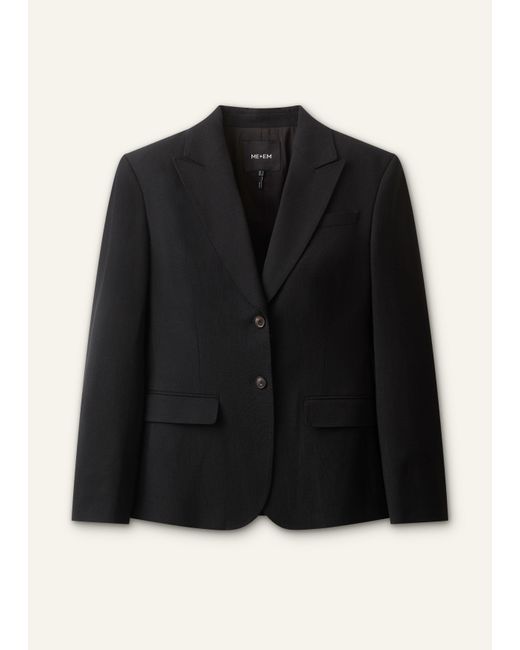 ME+EM Black Contour Sharp Shoulder Blazer