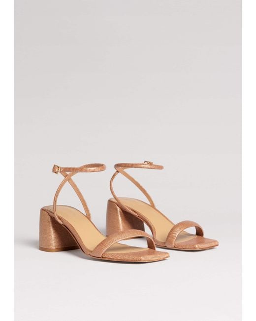 ME+EM Pink Lizard Print Feature Heel Sandal Sable