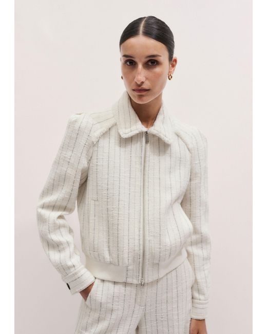 ME+EM Natural Textured Stripe Bomber Jacket