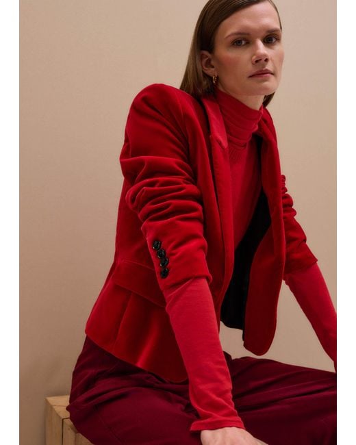 ME+EM Red Sheer High Neck Top