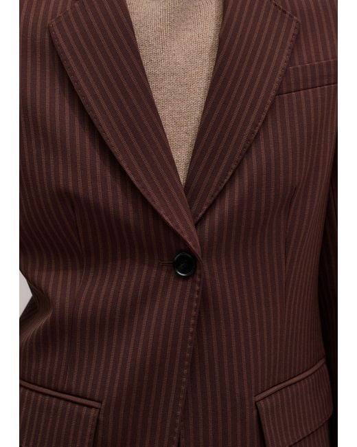 ME+EM Brown Pinstripe Sharp Shoulder Contour Blazer