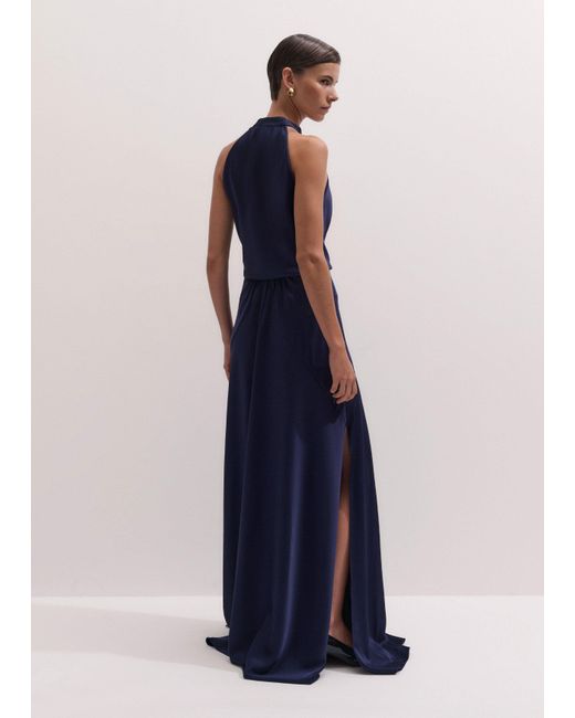 ME+EM Blue Beautifully Draped Full Length Dress