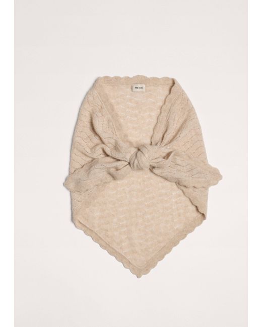ME+EM Natural Lofty Pointelle Triangle Scarf Latte Melange