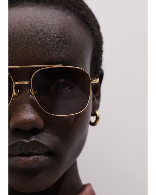 ME+EM Black Metal Aviator Sunglasses Chocolate
