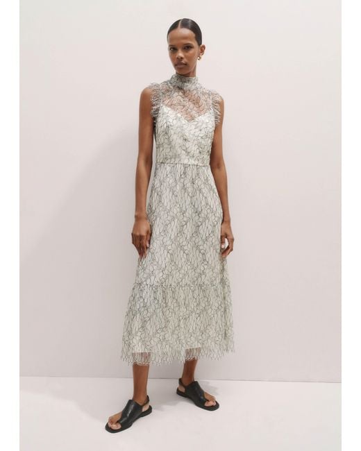 ME+EM Multicolor Monochrome Lace Midi Dress + Belt