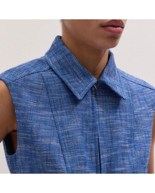 ME+EM Blue Texture Wide Leg Cropped Jumpsuit