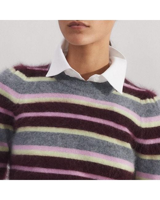ME+EM Purple Brushed Cashmere Stripe Sweater