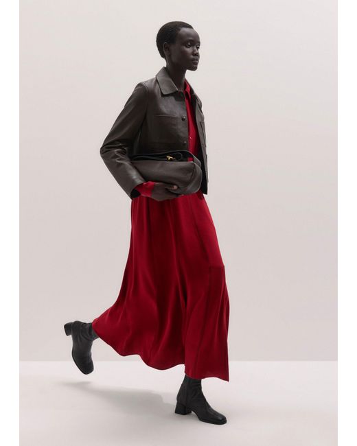 ME+EM Red Crepe Statement Sleeve Maxi Dress