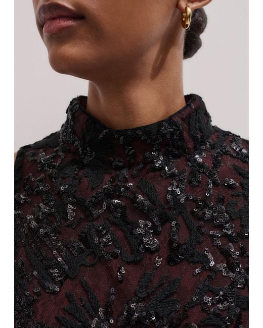 ME+EM Black Sequin Embellished Shell Top
