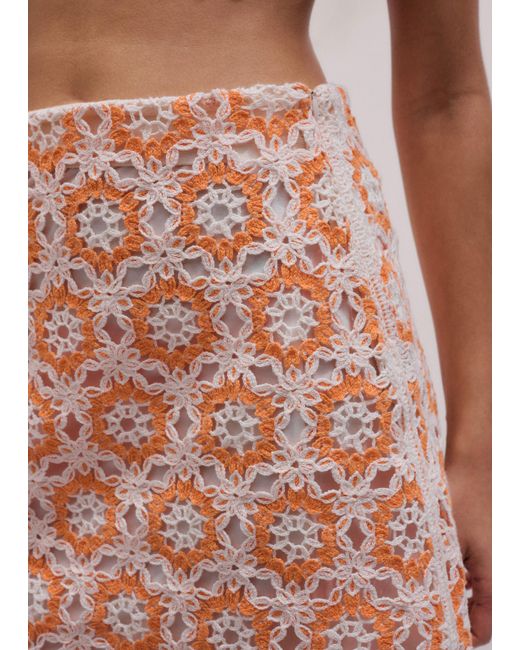 ME+EM Pink Floral Crochet Beach Mini Skirt + Slip Sunny-Multi
