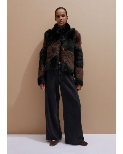 ME+EM Black Statement Patchwork Coat