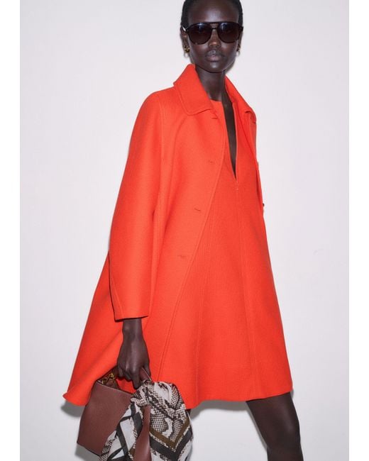 ME+EM Orange Sculptural Sleeve Swing Coat