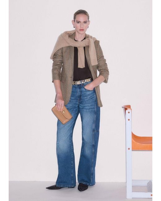 ME+EM Brown Check Sharp Shoulder Blazer