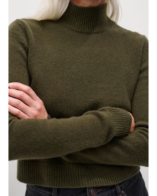 ME+EM Green Cashmere High Neck Crop Jumper