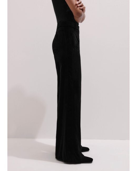 ME+EM Black Stretch Velvet Kick Flare Trouser