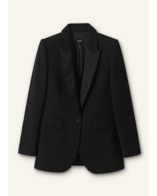 ME+EM Gray Sharp Shoulder Tux Blazer