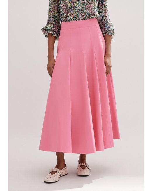 ME+EM Pink Heavy Cotton Sateen Maxi Skirt