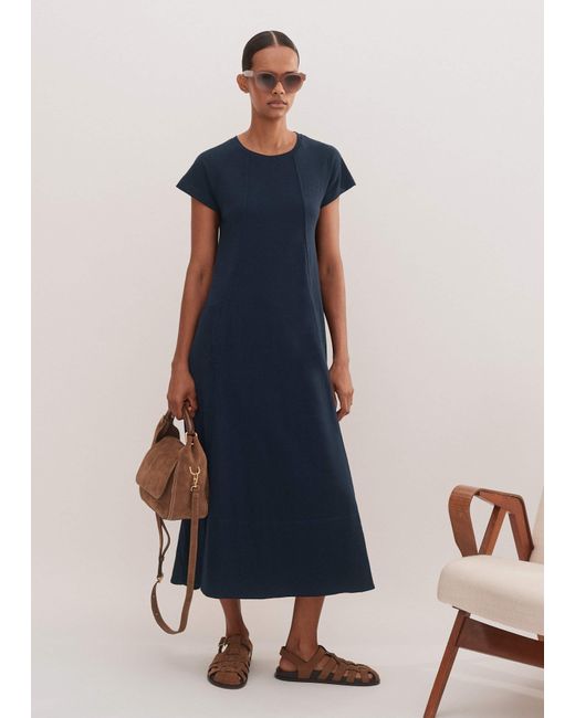 ME+EM Slub Jersey Midi Swing Dress in Blue | Lyst