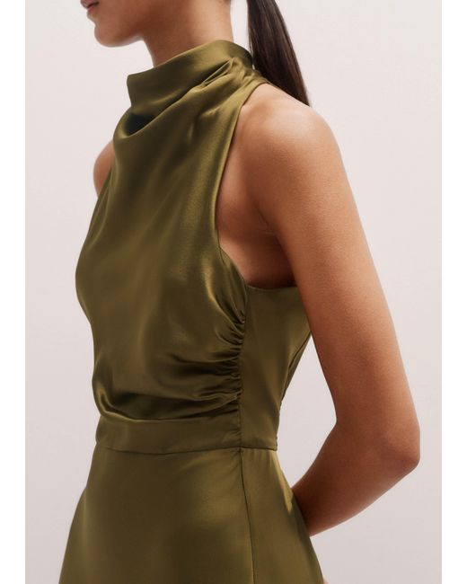 ME+EM Women's Natural Draped Halterneck Maxi Dress