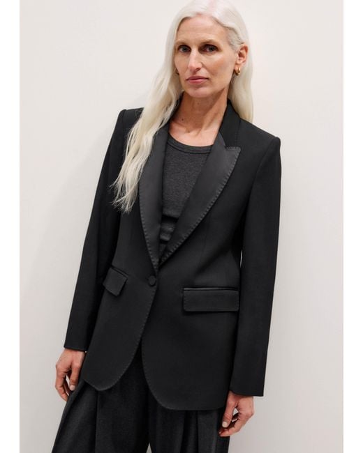 ME+EM Gray Sharp Shoulder Tux Blazer