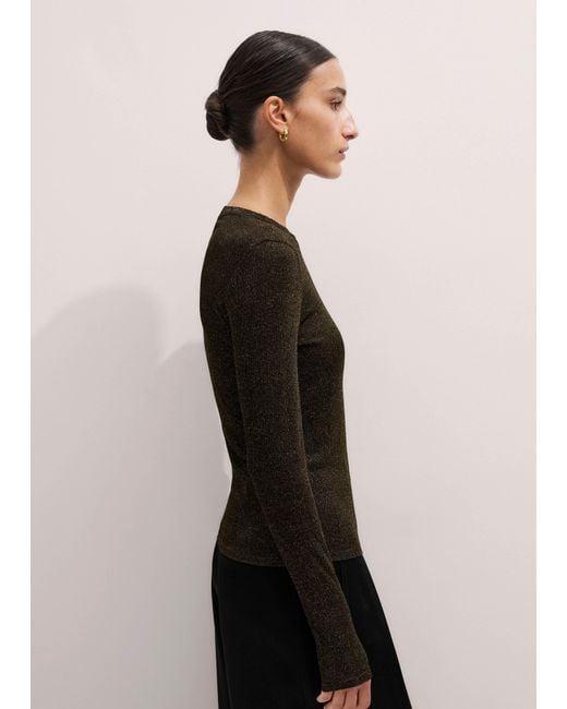 ME+EM Black Metallic Rib Long Sleeve