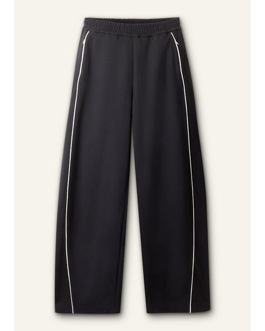 ME+EM Black Wide Barrel-Leg Track Pant-Light Cream