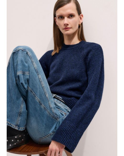 ME+EM Blue Merino Cashmere Mouliné Jumper + Snood/ Mouliné