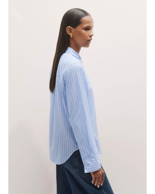 ME+EM Blue Cotton Voile Relaxed Forever Stripe Shirt