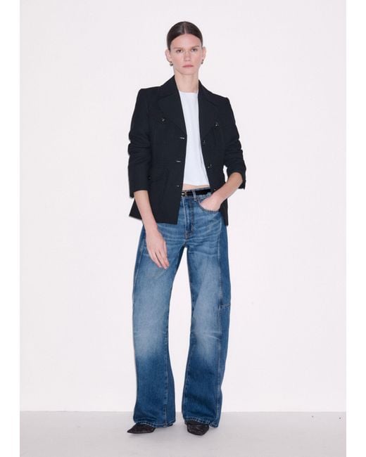 ME+EM Blue Longline Fitted Military Jacket