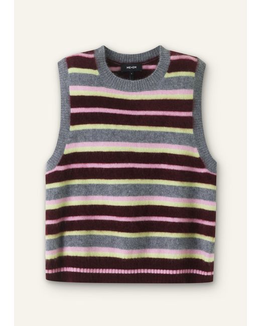 ME+EM Purple Brushed Cashmere Stripe Sweater Vest