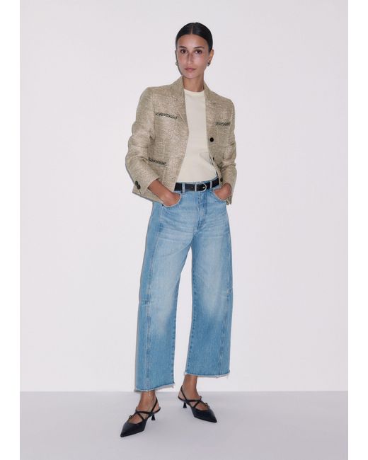 ME+EM Blue Metallic Short Patch Pocket Jacket
