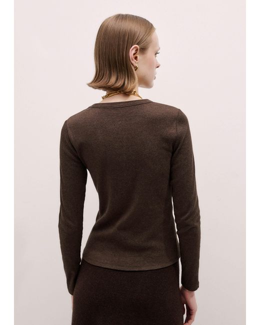 ME+EM Brown Ultimate Rib Long Sleeve Top