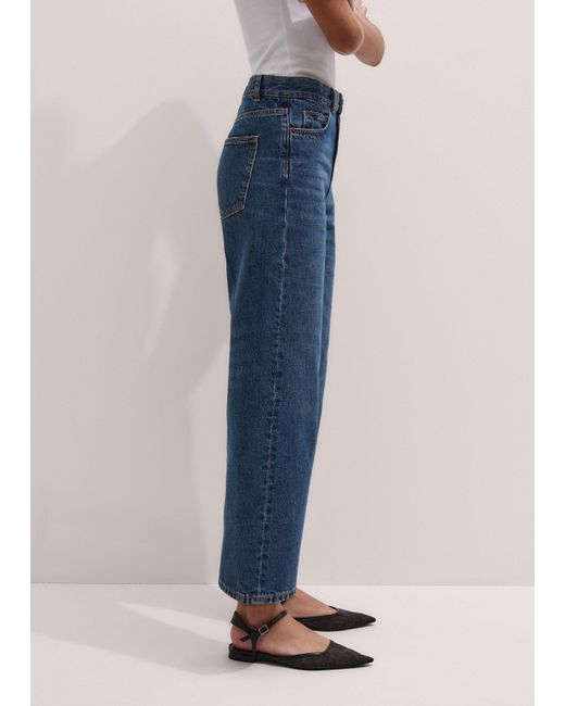 ME+EM Blue Relaxed Straight Crop Jean Authentic Wash