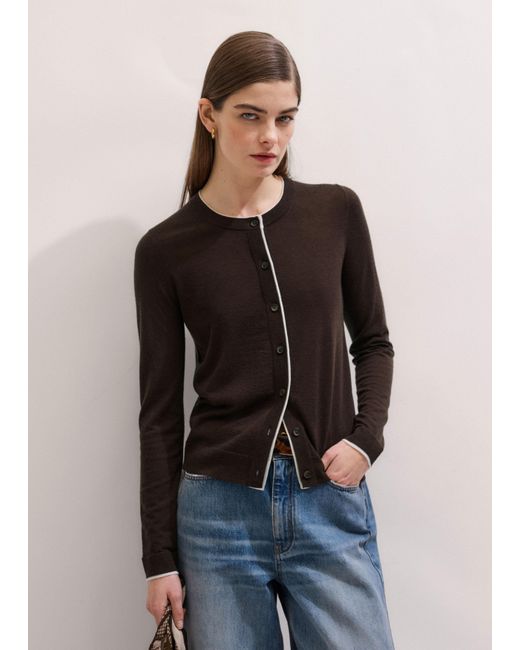 ME+EM Multicolor Barely There Contrast Slim Cardigan
