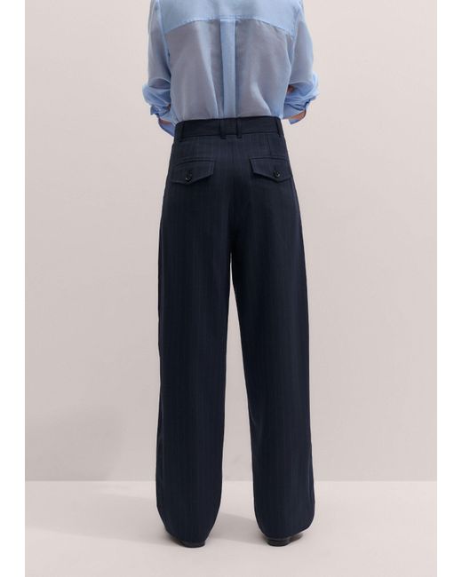ME+EM Blue Double Pleat Taper Trouser