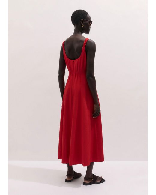 ME+EM Red Contour Seamed Maxi Dress