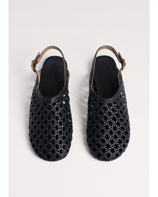 ME+EM Black Round Woven Slingback