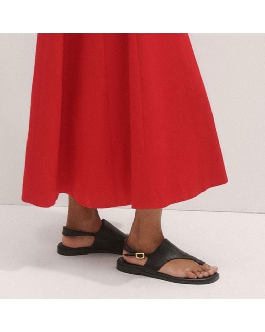 ME+EM Red Italian Twill Fit And Flare Maxi Dress