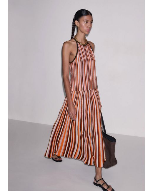 ME+EM White Metallic Textured Stripe Knit Maxi Skirt