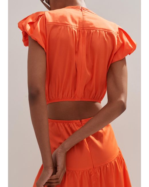 ME+EM Orange Cotton Poplin Cut-out Maxi Dress