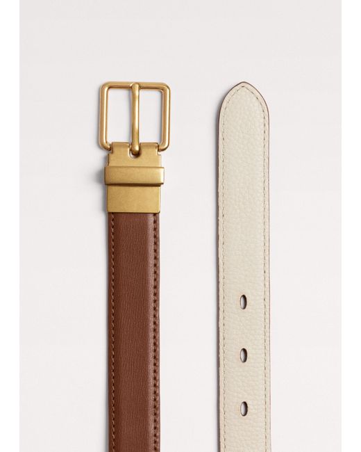 ME+EM Multicolor Reversible Belt Dark Tan-Buttercream