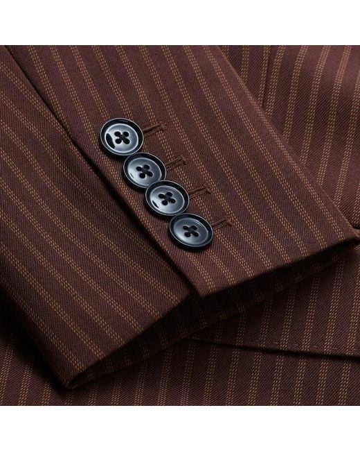 ME+EM Brown Pinstripe Sharp Shoulder Contour Blazer