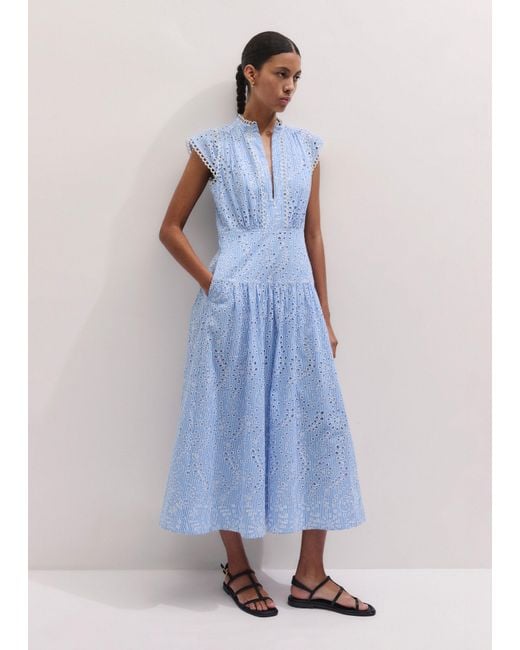 ME+EM White Broderie Anglaise Fit And Flare Maxi Dress + Belt