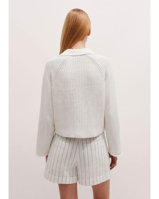 ME+EM White Collared Button-Front Jumper