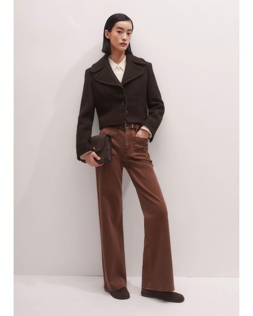 ME+EM Brown Tweed Soft Shoulder Crop Jacket